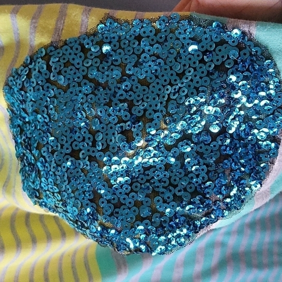 Kate Collection long sleeve striped tee with sequin elbows - Picture 5 of 11